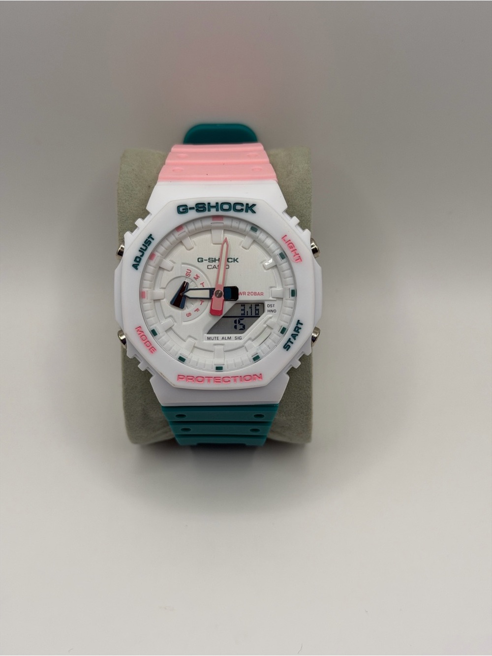 G-Shock White Pink Teal Resin Sport Watch